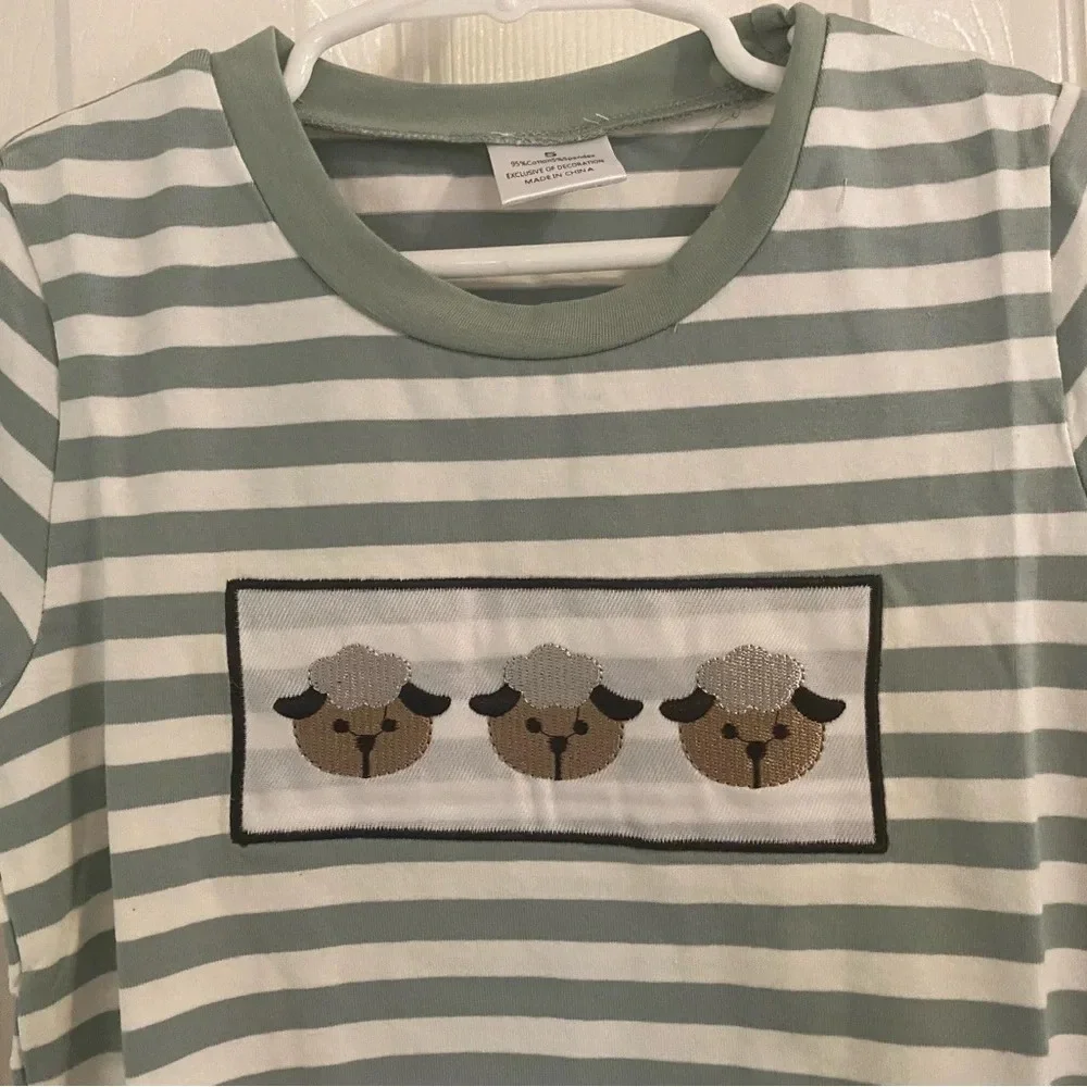 New Boutique Embroidered Sheep Shirt